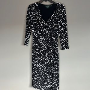 Lauren by Ralph Lauren black and‎ white wrap dress Size 6 EUC
